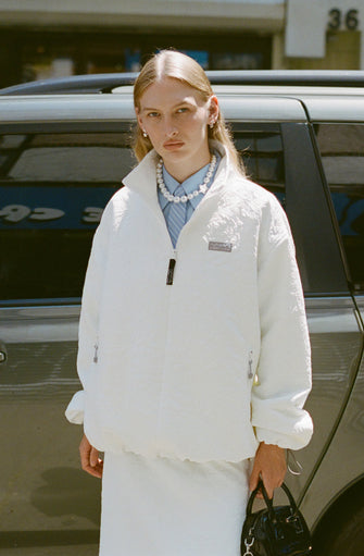 ASCHER PULLOVER IN WHITE JACQUARD