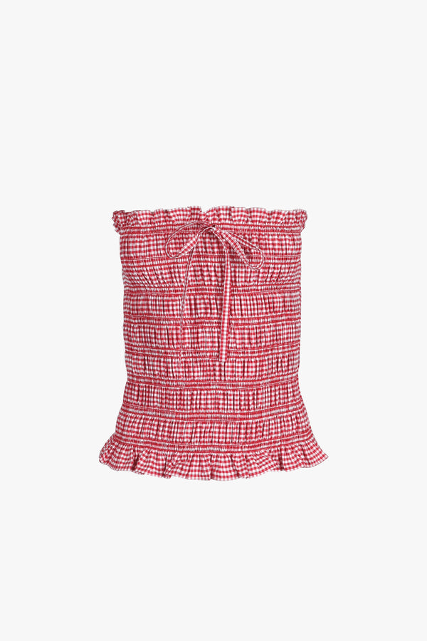 BUNNIES TOP IN RED GINGHAM