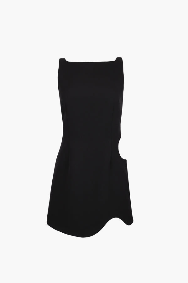 Mini dress in black with cut out on side