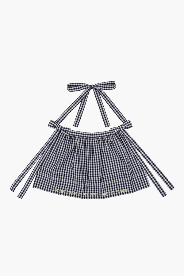 CONTESSA APRON IN BLUE GINGHAM