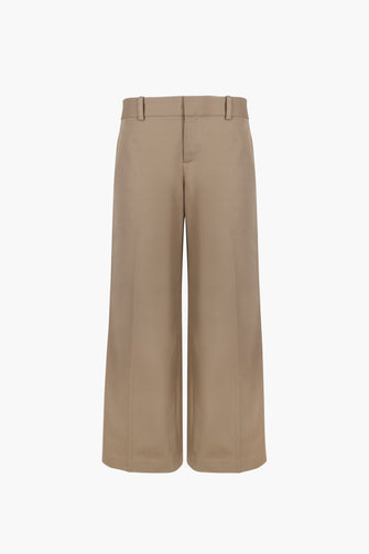 Beige wide-leg pants on a white background