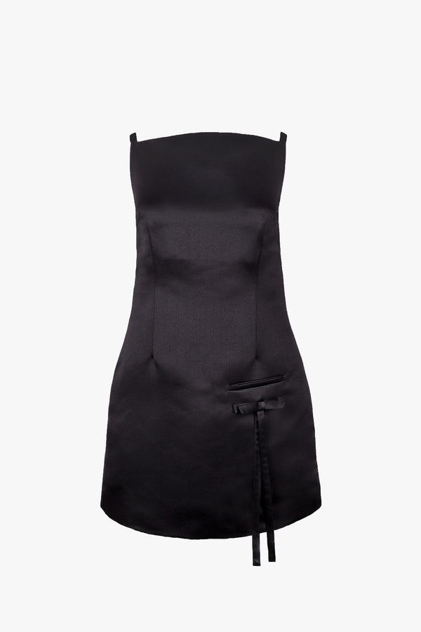 GRETCH DRESS IN BLACK SATIN