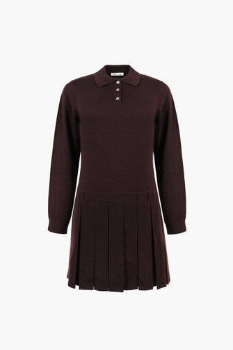 Brown knit dress on a white background