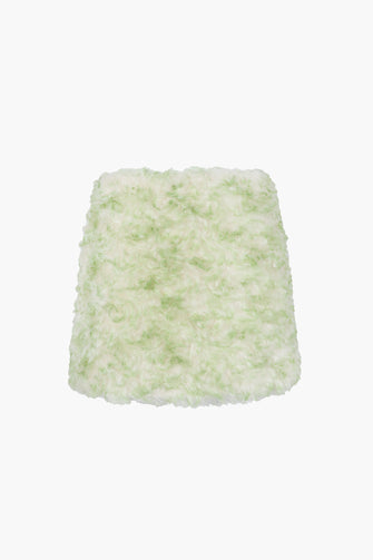Green mohair skirt on a white background