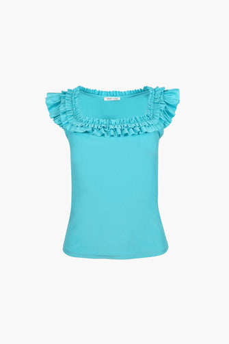 KALE TOP IN AQUA