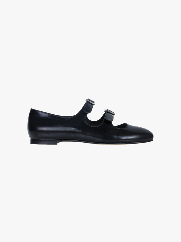 MJ DOUBLE STRAP IN BLACK SPAZZOLATO