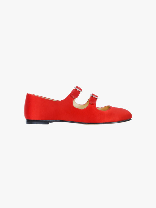 MJ DOUBLE STRAP IN RED SATIN