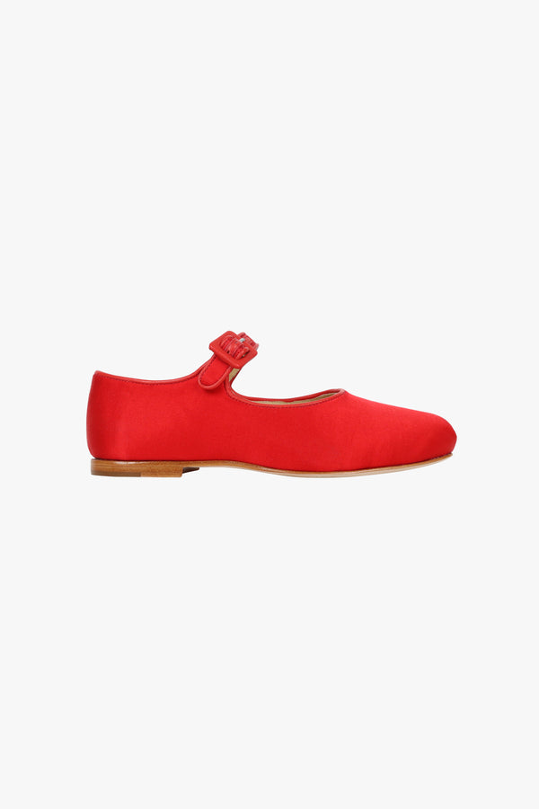MARY JANE POINTE IN RED SATIN