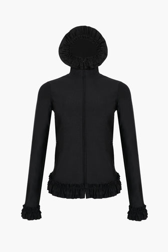 PARSNIP ZIP HOODIE IN BLACK