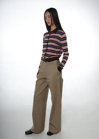 SUMMERS CARDIGAN IN BROWN STRIPE