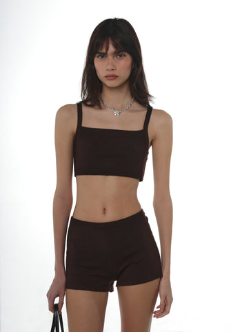HAZY KNIT SHORTS IN BROWN