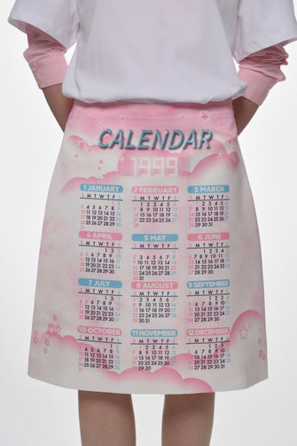 Skirt with a calendar design on a plain background