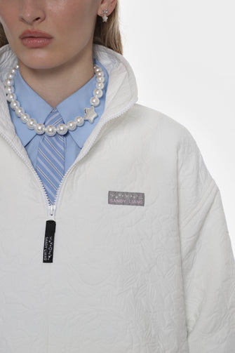 ASCHER PULLOVER IN WHITE JACQUARD