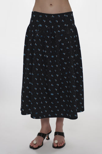 HOUSTON SKIRT IN NAVY EVIL FLORAL
