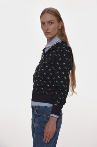 CARDAMOM HOODIE IN NAVY EVIL FLORAL
