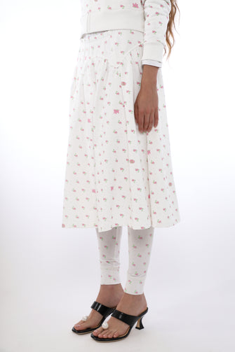 HOUSTON SKIRT IN WHITE EVIL FLORAL