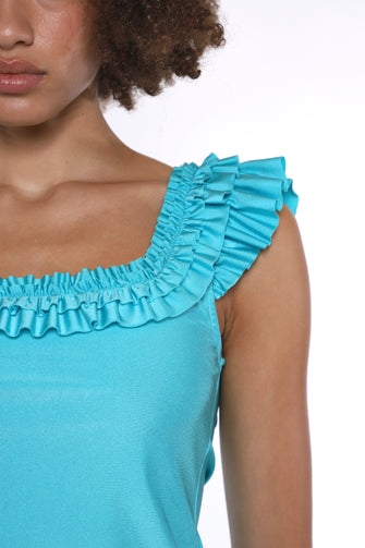 KALE TOP IN AQUA