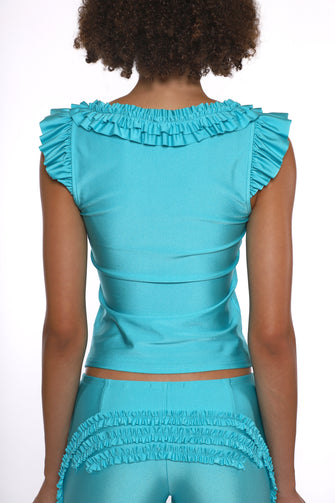 KALE TOP IN AQUA