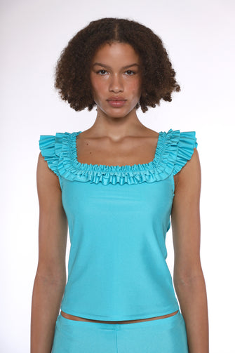 KALE TOP IN AQUA