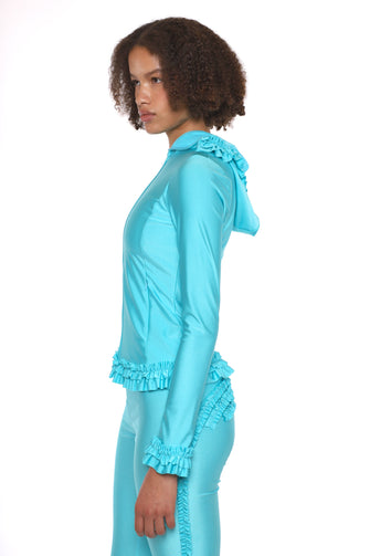 PARSNIP ZIP HOODIE IN AQUA