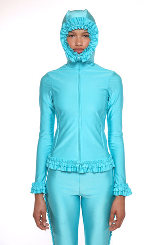 PARSNIP ZIP HOODIE IN AQUA