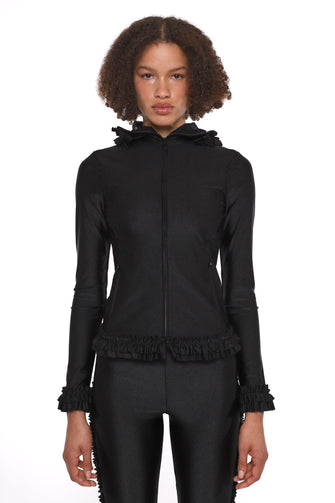 PARSNIP ZIP HOODIE IN BLACK
