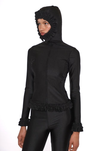 PARSNIP ZIP HOODIE IN BLACK