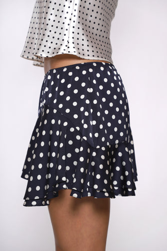 ZENO SKIRT IN NAVY POLKA DOT