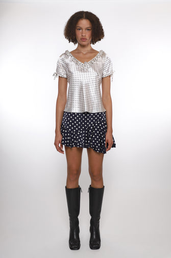 ZENO SKIRT IN NAVY POLKA DOT