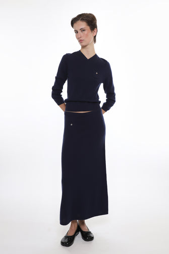 MYOS CASHMERE SKIRT IN NAVY
