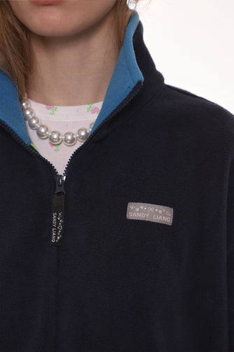 ASCHER PULLOVER FLEECE IN DARK NAVY