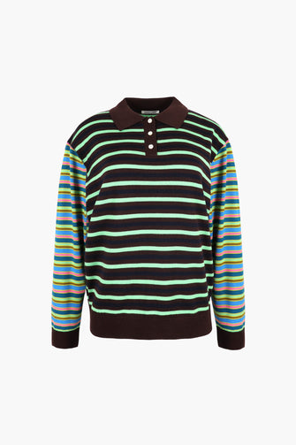 Striped sweater with a collar on a white background