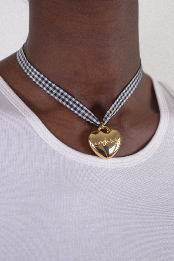 SECRETS CHOKER IN BLACK GINGHAM