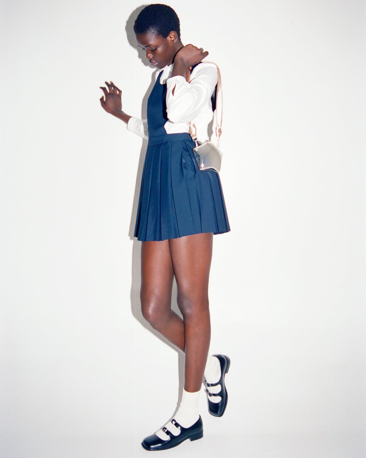 MARY JANE DOUBLE STRAP WELT IN BLACK SPAZZOLATO