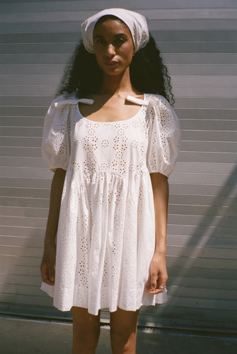 HUGO DRESS IN WHITE EYELET
