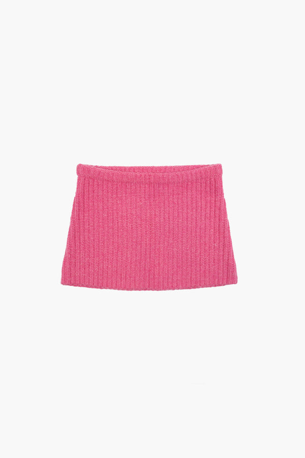 Knit mini skirt in carnation pink