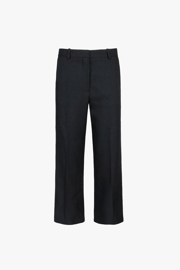 Cropped trouser in black suiting fabric