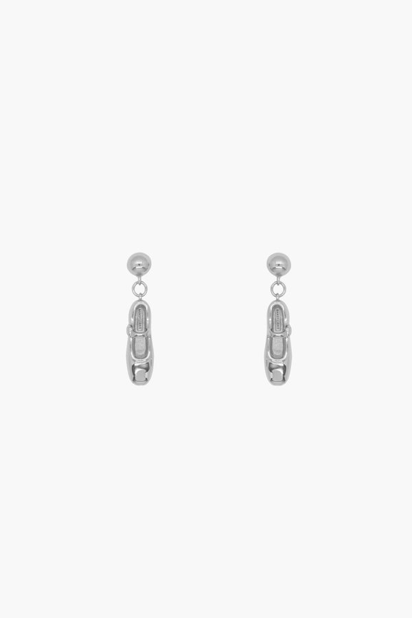 Sterling silver plated mary jane pointe shoe drop earrings