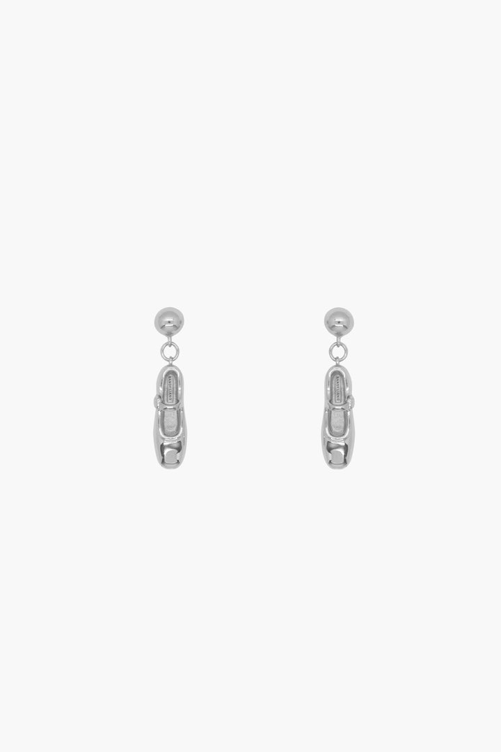 Sterling silver plated mary jane pointe shoe drop earrings