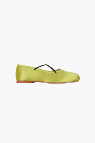 CRISS CROSS POINTE IN CHARTREUSE SATIN