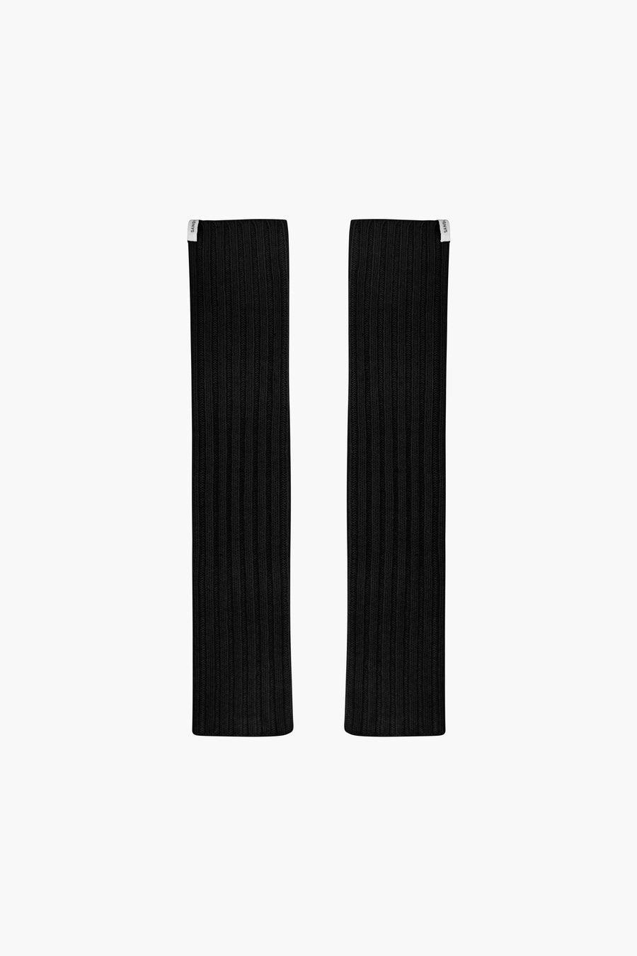 Knit arm warmers in black with thumbhole