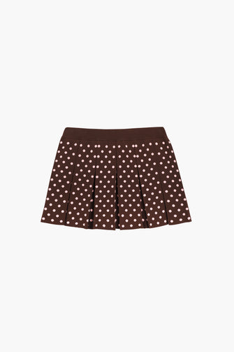 ERMINE SKIRT IN BROWN PINK POLKA DOT
