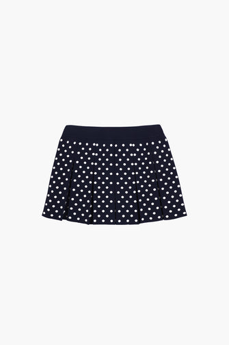 ERMINE SKIRT IN NAVY WHITE POLKA DOT