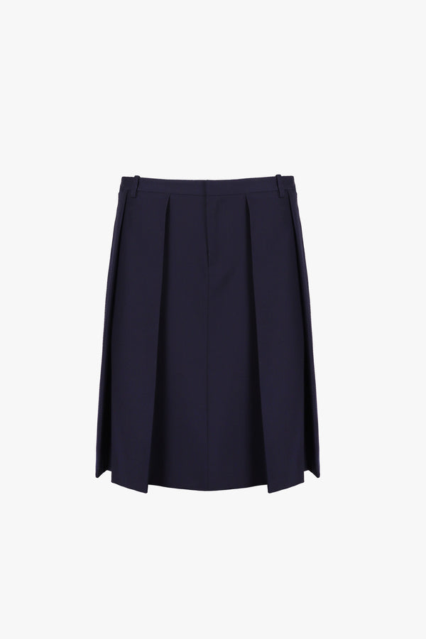 Midi length pleated skirt in navy