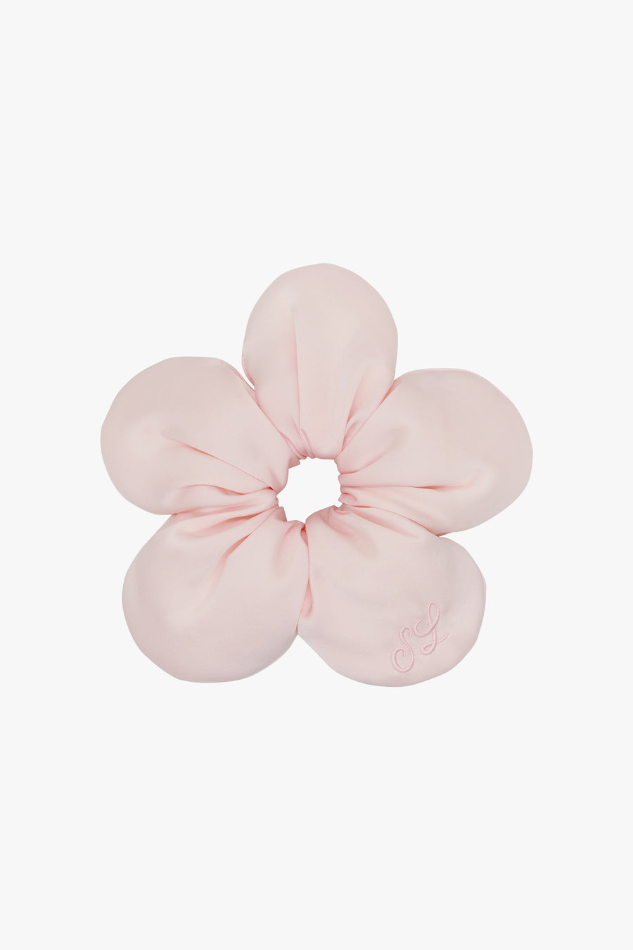 Pink flower shaped hair scrunchie