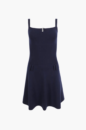 GLACE DRESS IN DARK NAVY