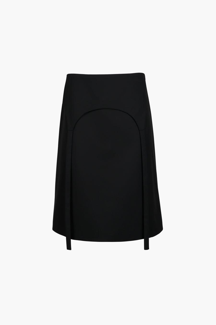 Knee length skirt in black with garter strap detail