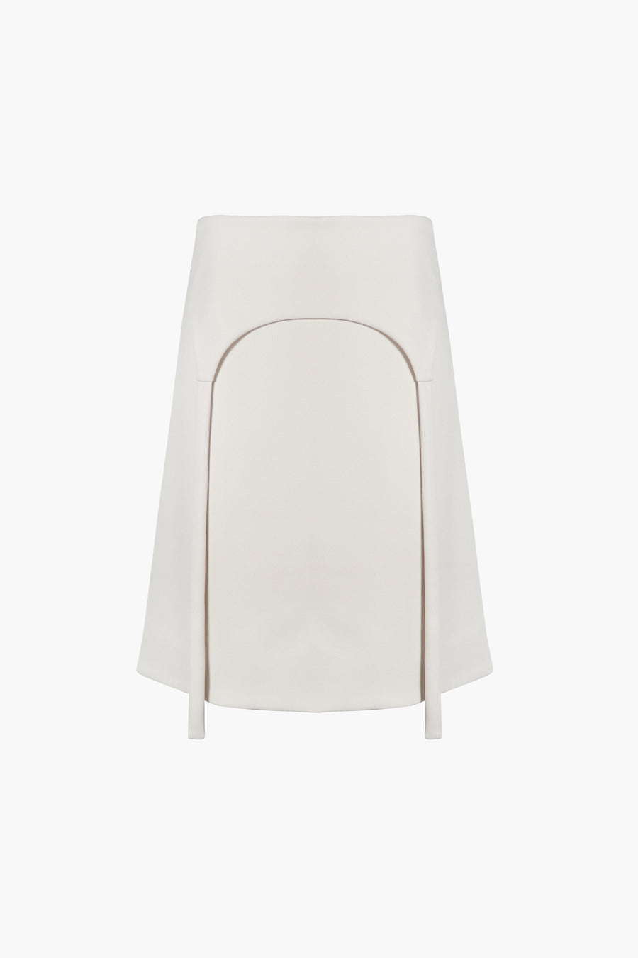 Knee length skirt in off white with garter strap detail