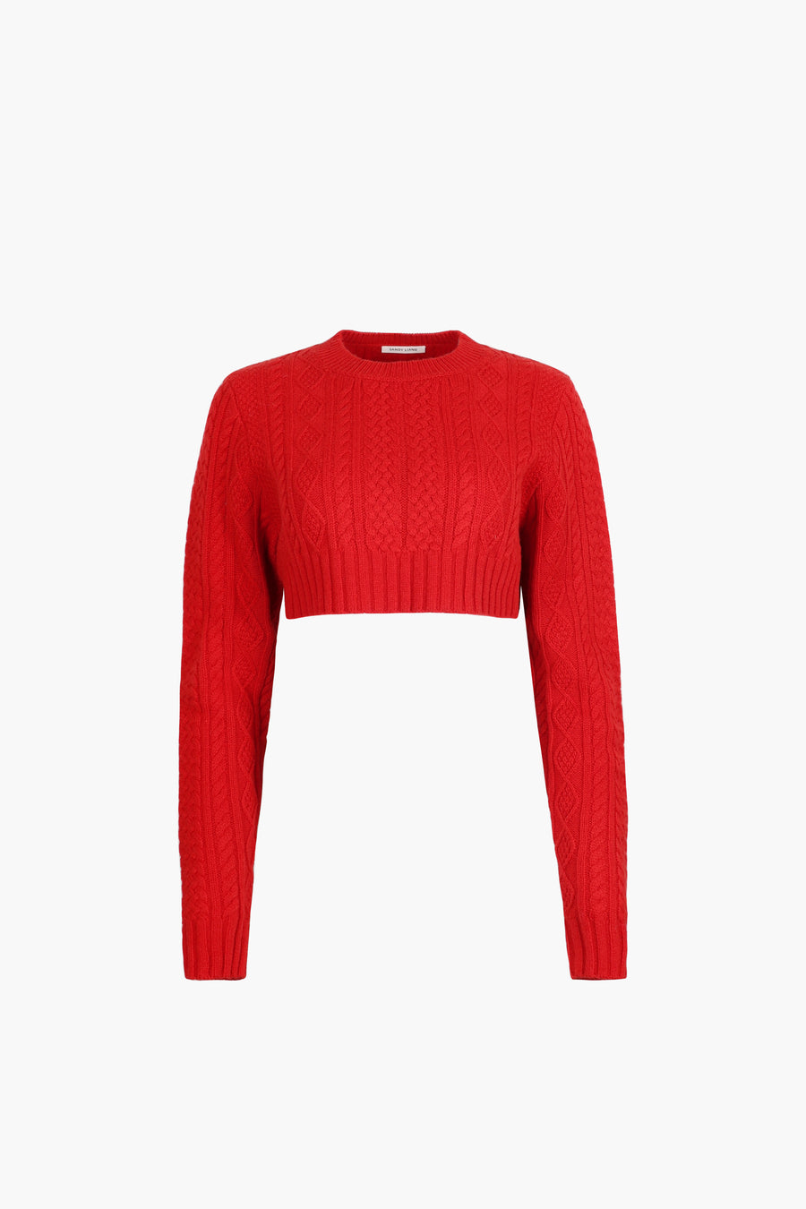 Cropped cable knit sweater in red