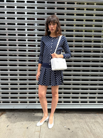 FABLE CARDIGAN IN NAVY WHITE POLKA DOT